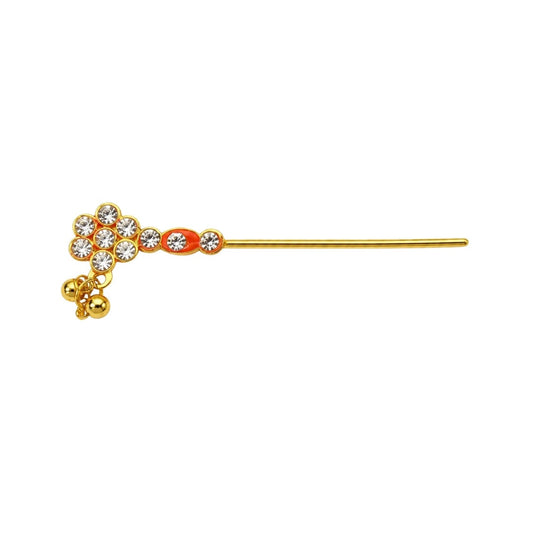 Premium Laddu Gopal Golden Stone Bansuri with Hanging Ghungroo