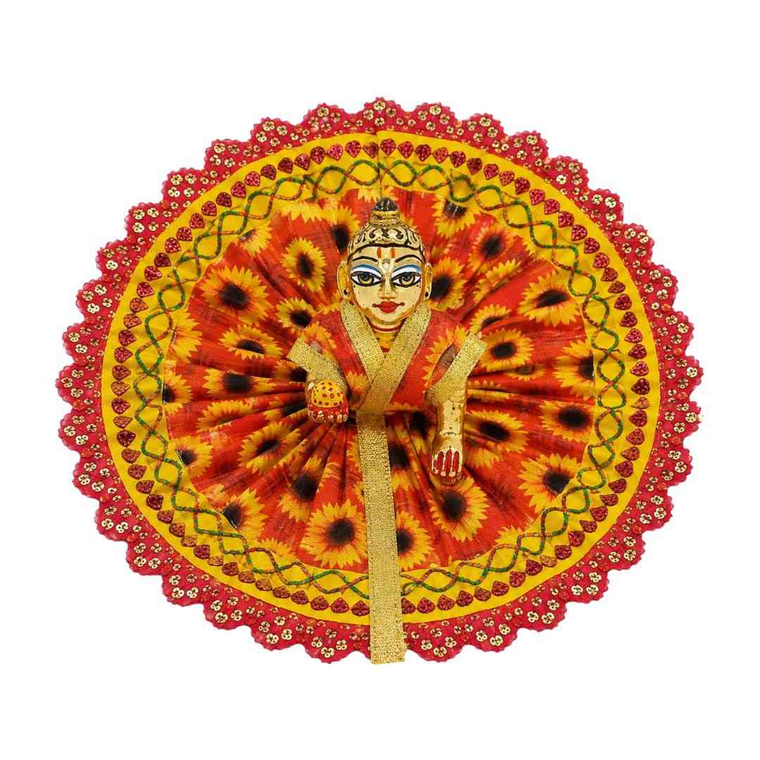 Beautiful Orange and Red Sunflower Laddu Gopal Summer Dress