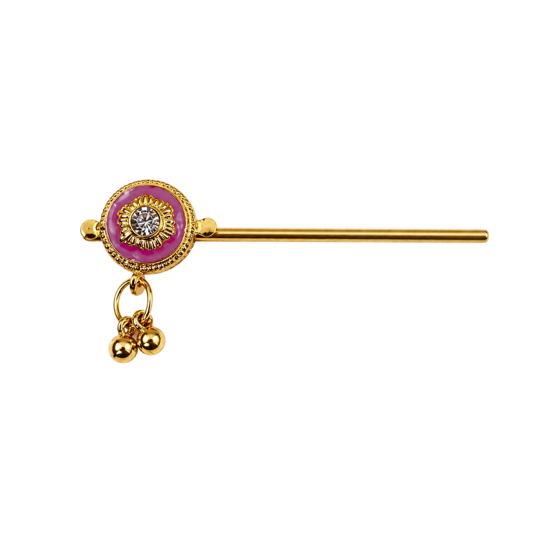 Purple Enamel Golden Bansuri For Laddu Gopal Kanha Ji Ornament