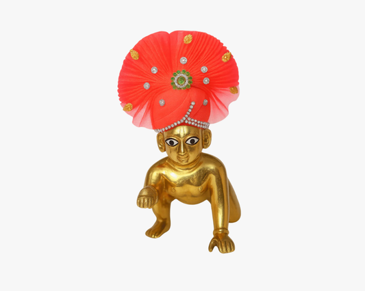 Zari and Stone Work Pink Mukut for Laddu Gopal