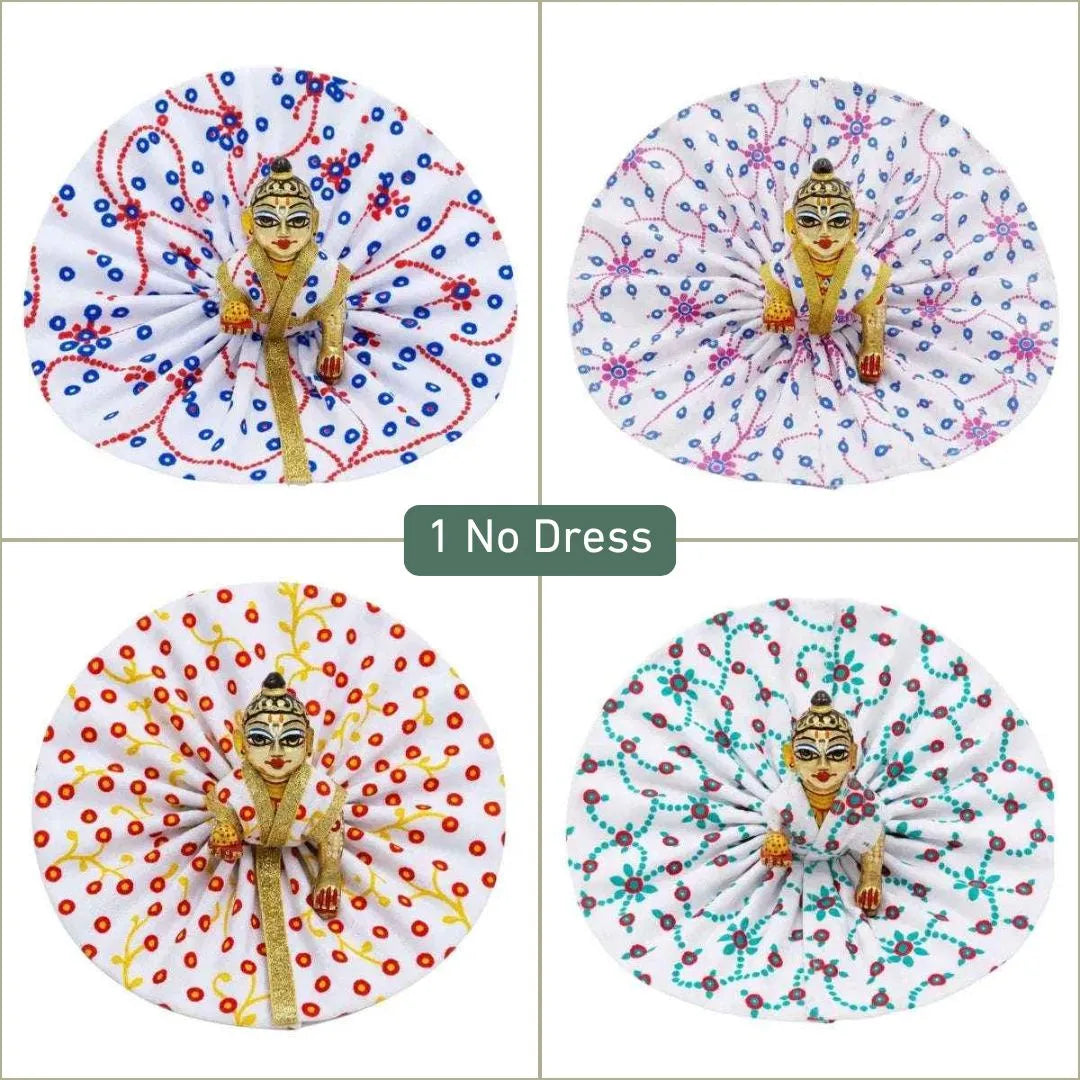 Set of 4 Traditional Multi-Color Laddu Gopal Size 1 Poshak Combo