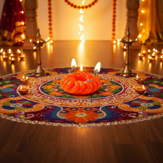 Premium Imarti (Jangiri) Design Silver-Coated Candle – Festive Decorative Candle