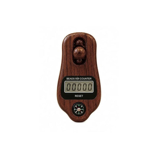 Digital Wooden-Style Prayer Beads Tally Counter with Compass