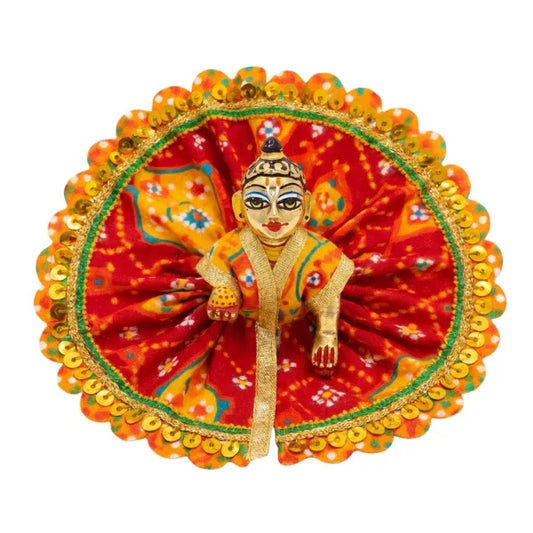 Lace Decorated Red Laddu Gopal Designer Dress