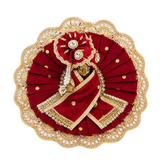 Fancy Maroon Red Laddu Gopal Heavy Dress with Pagadi & Patka