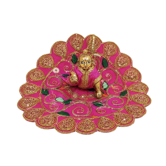 Pink Laddu Gopal Heavy Dress Designer Kanha Ji Poshak