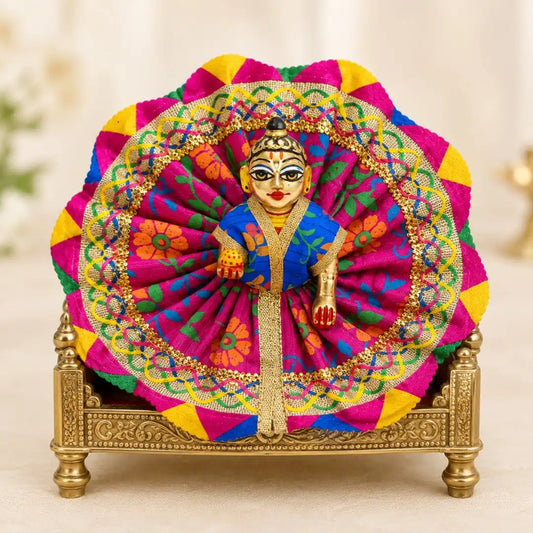 Handmade Multicolor Floral Magenta Yellow Fancy Dress for Laddu Gopal