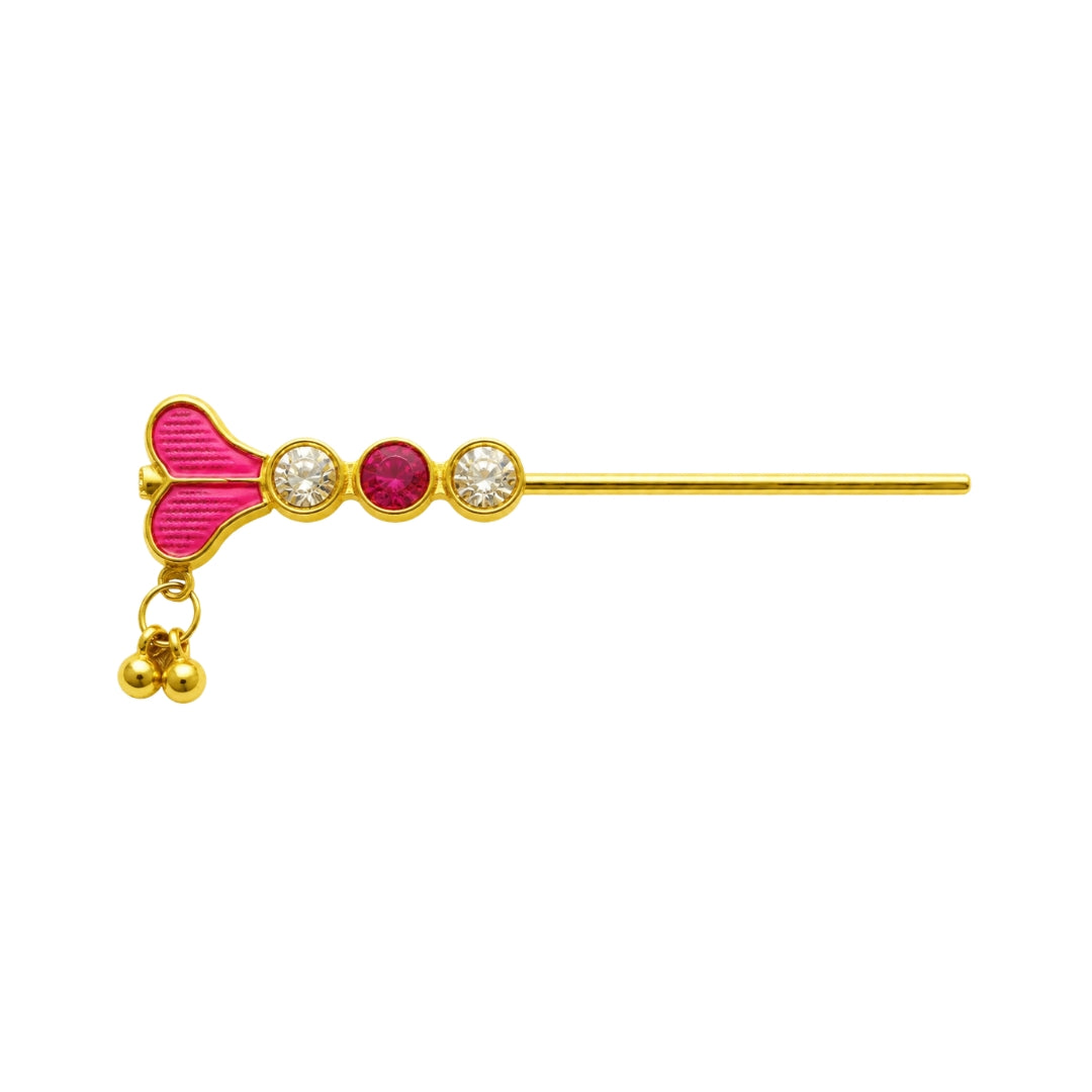 Red Designer Laddu Gopal Bansuri Beautiful Kanha Ji Murli With Stones