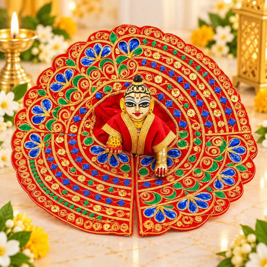 Meenakari Work Red Laddu Gopal Fancy Dress