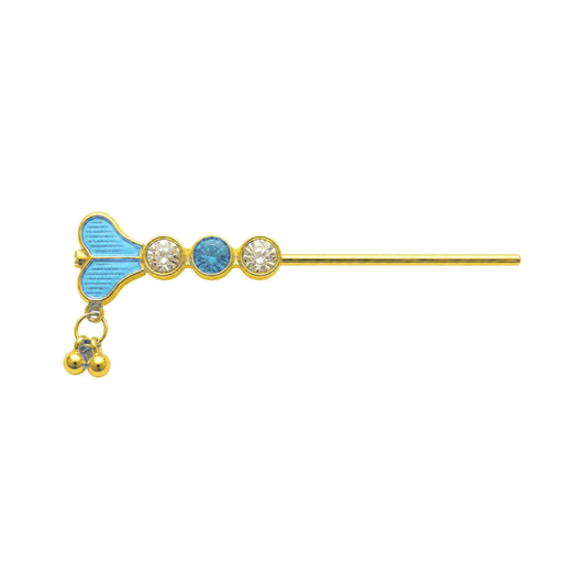 Sky Blue Enamel Laddu Gopal Bansuri Stone Work Bal Gopal Flute