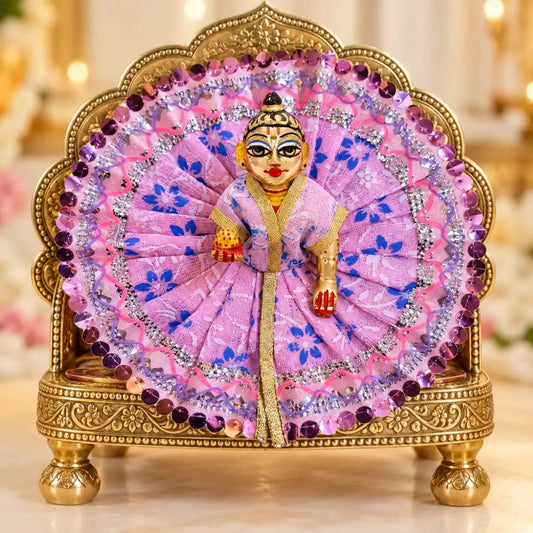 Handmade Pink Floral Dress for Laddu Gopal Ji - Size No. 3