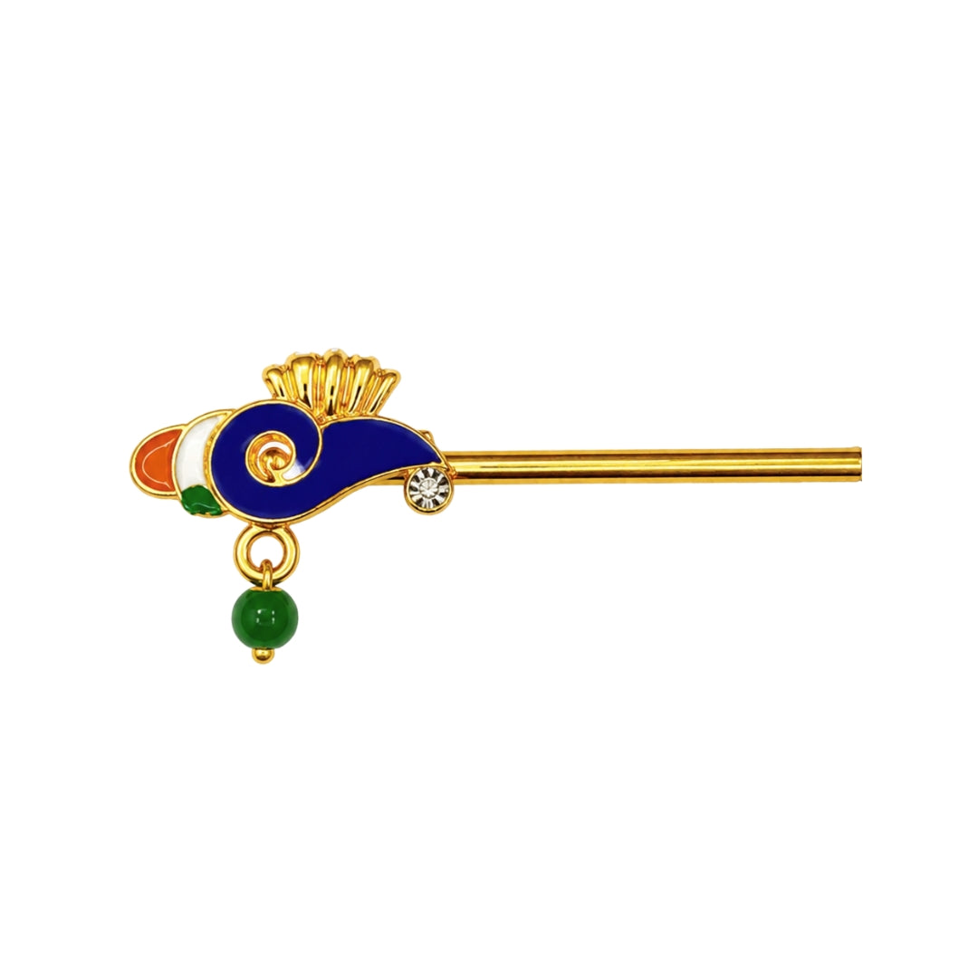 Royal Blue Meenakari Laddu Gopal Bansuri Fancy Krishna Flute Deity Ornament