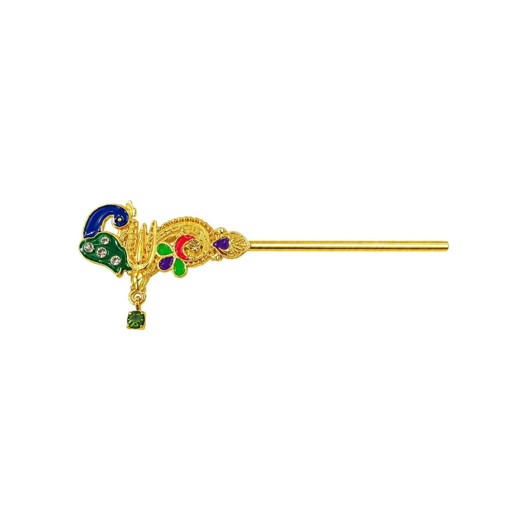 Divine Blue and Green Peacock Thakur Ji Bansuri