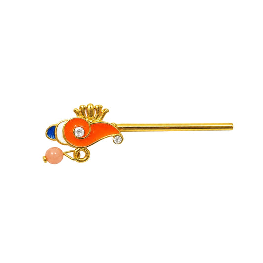Bright Orange Meenakari Laddu Gopal Bansuri Elegant Krishna Murli Decoration