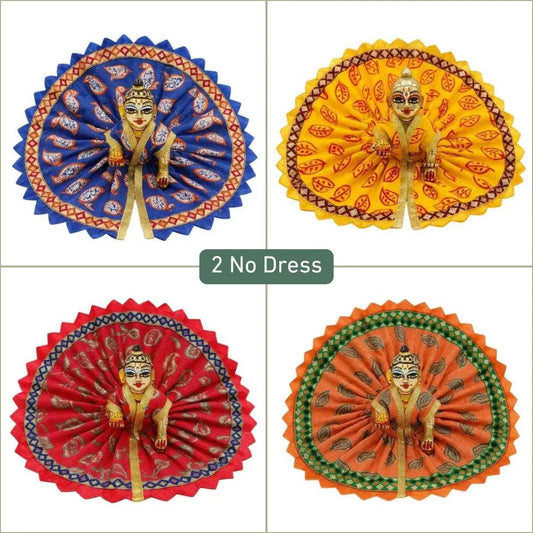 4-Pack Traditional Cotton Laddu Gopal Dress Combo (Poshaks) - Size 2