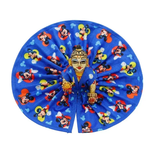 Mickey Mouse Printed Blue Silk Poshak for Bal Gopal