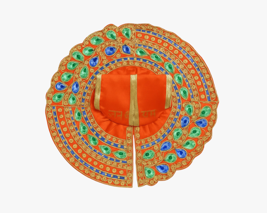 Meenakari Work Orange Laddu Gopal Fancy Dress