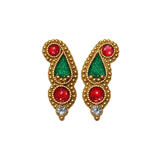 Handcrafted Jarkan Stone Laddu Gopal Ear Ornaments (Size 0-6)