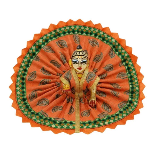 Leaf Printed Orange Summer Poshak for Bal Gopal