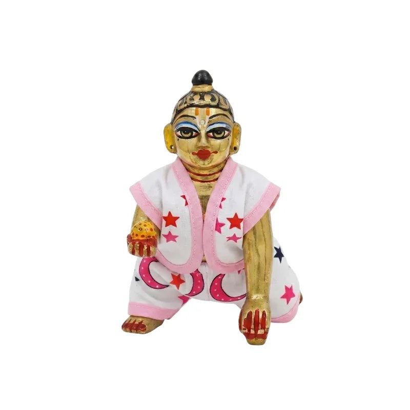 Star & Moon Printed Pink Cotton Night Suit for Kanha ji