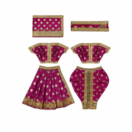 Premium Magenta Color Dress for Radha Krishna with Lace Work ( Size: 2 No )