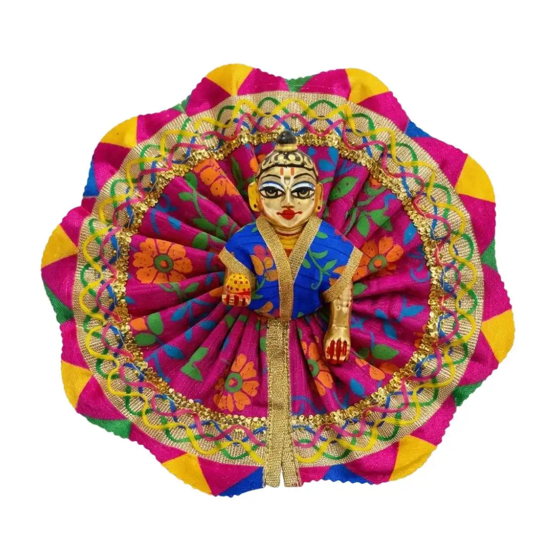 Handmade Multicolor Floral Magenta Yellow Fancy Dress for Laddu Gopal