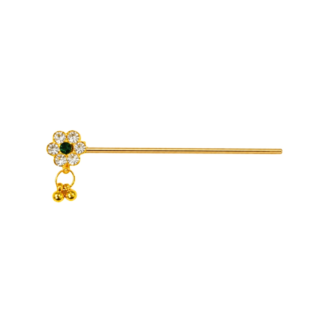 Beautiful Green Stone Golden Laddu Gopal Bansuri