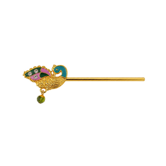 Teal and Purple Meenakari Peacock Laddu Gopal Bansuri - Designer Krishna Flute