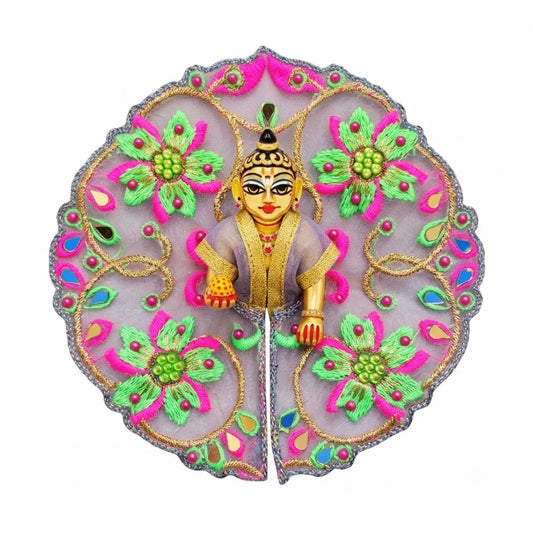 Designer Floral Embroidered Transparent Dress for Laddu Gopal ji