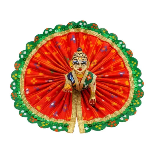 Lace Decorated Orange Laddu Gopal Dress
