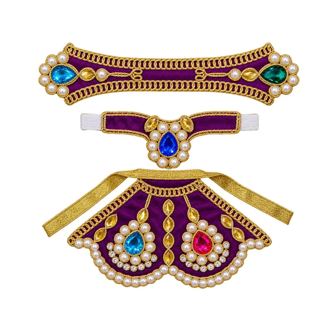 Premium Purple Mata Rani Poshak Set with Beads & Stone Work– 3 Inch
