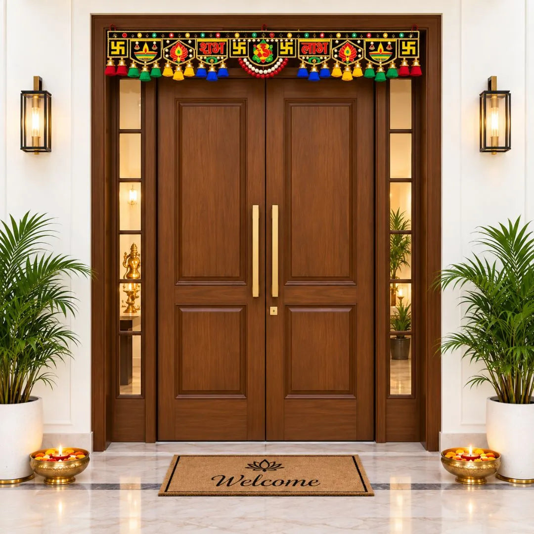 Diwali Shubh Labh Toran with Swastik & Lakshmi Ganesh Decoration
