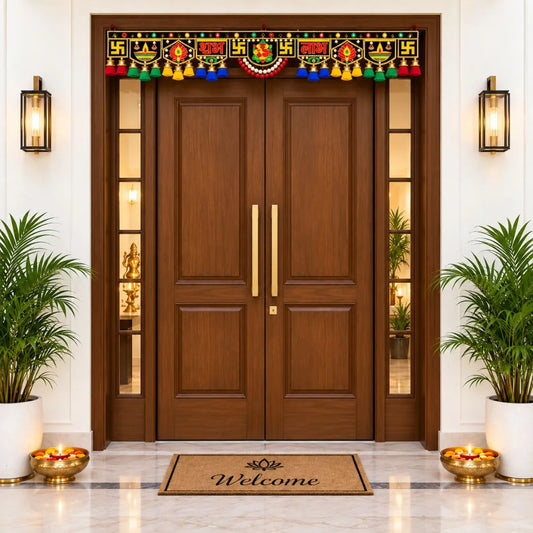 Diwali Shubh Labh Toran with Swastik & Lakshmi Ganesh Decoration