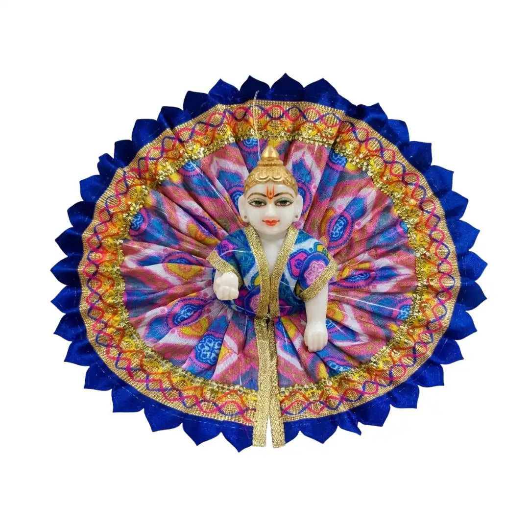 Vibrant Multicolor Laddu Gopal Dress with Golden Lace & Blue Border