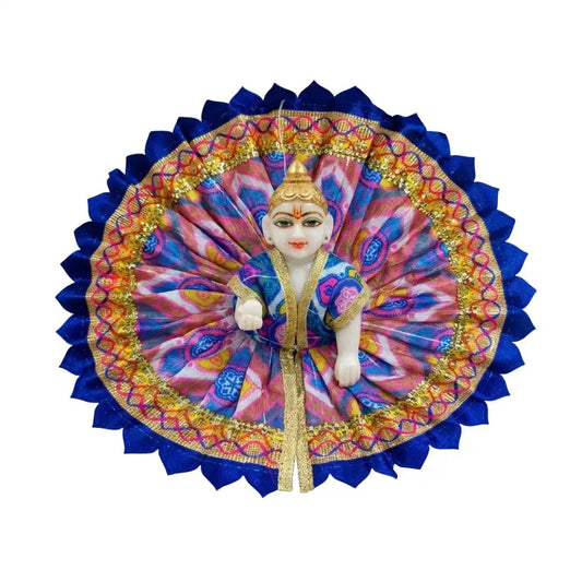 Vibrant Multicolor Laddu Gopal Dress with Golden Lace & Blue Border