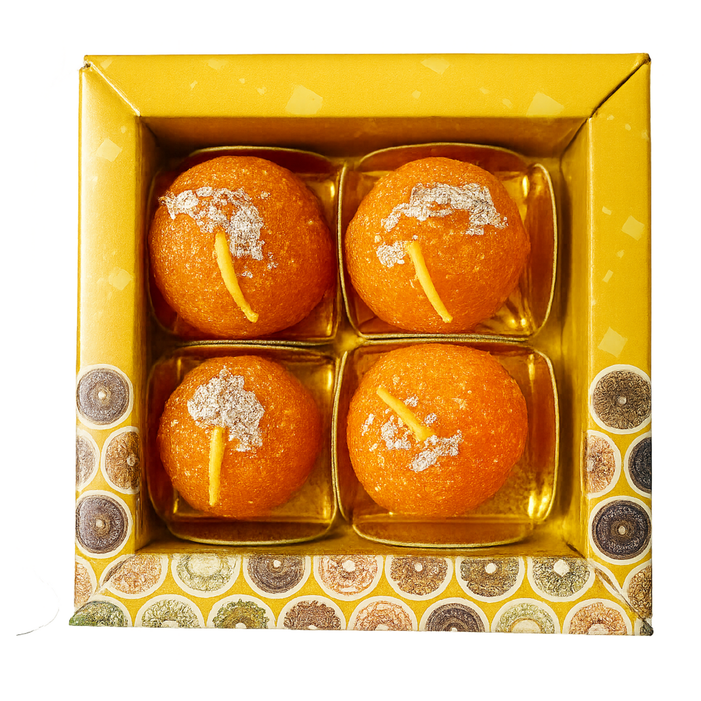 Laddu Design Candle for Mandir, Office & Festive Décor, Pack of 4