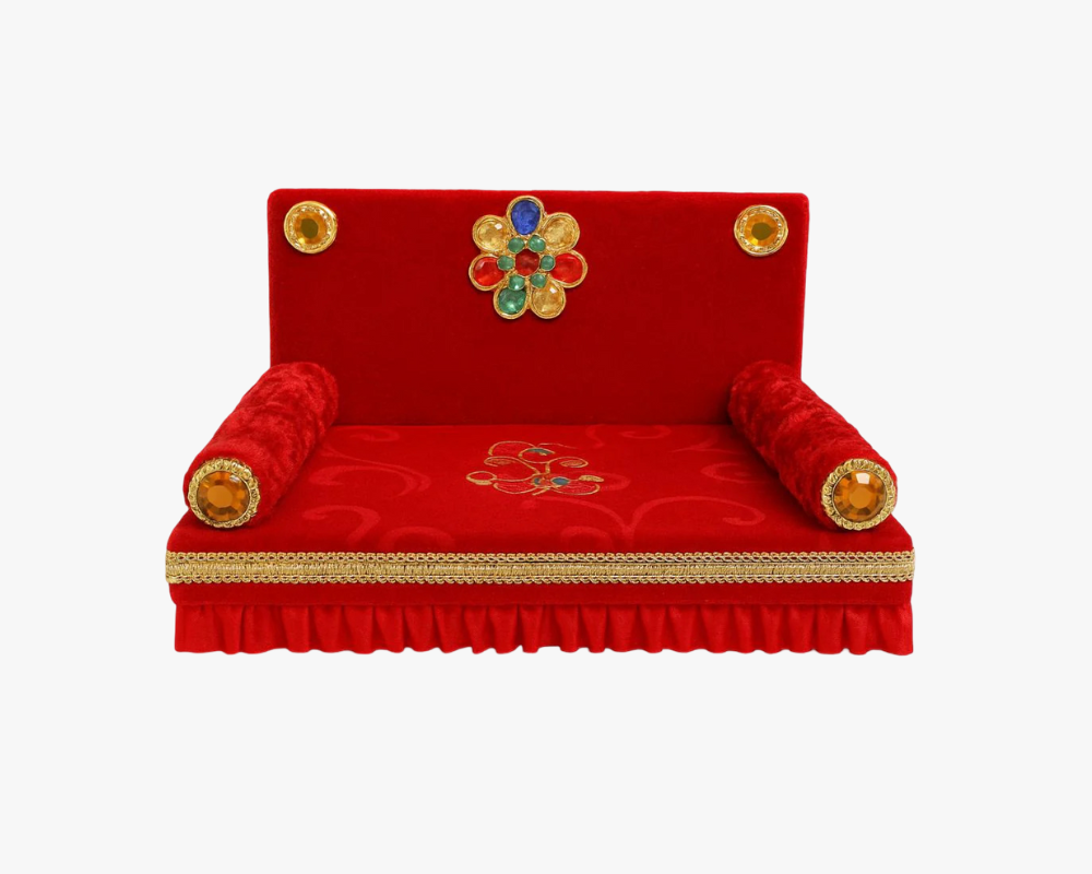 Beautiful Red Velvet Singhasan for Bal Gopal Lordkart