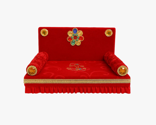 Beautiful Red Velvet Singhasan for Bal Gopal