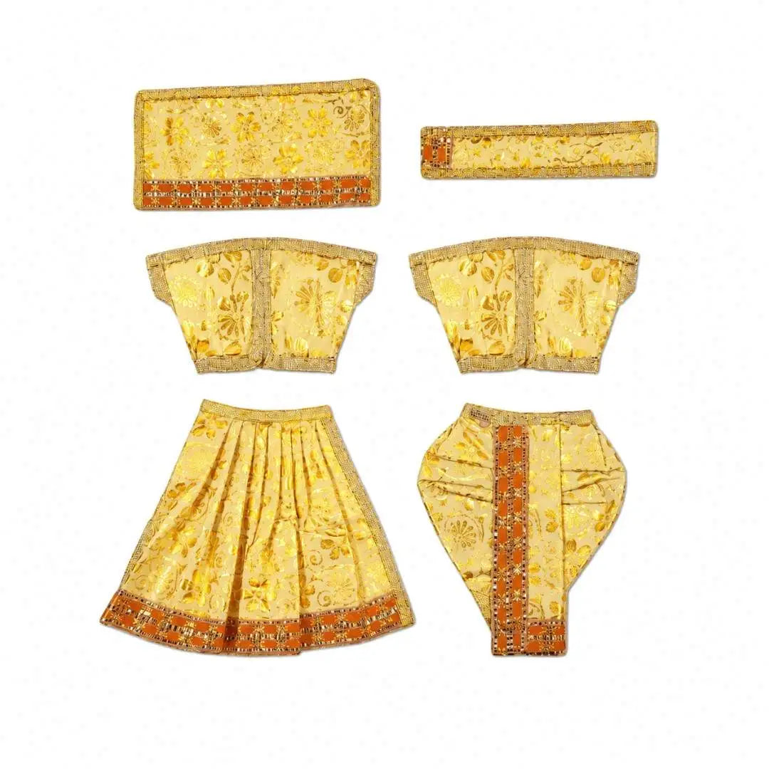 Fancy Light Yellow Dress for Radha Krishna with Premium Lace Work
