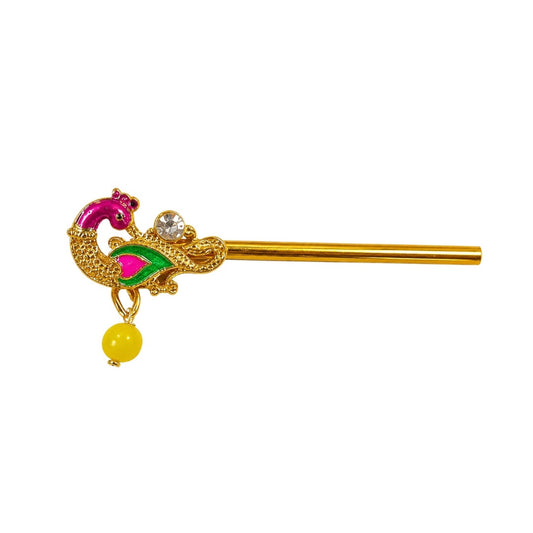 Golden Pink and Yellow Laddu Gopal Bansuri Krishna Ji Shringar Flute