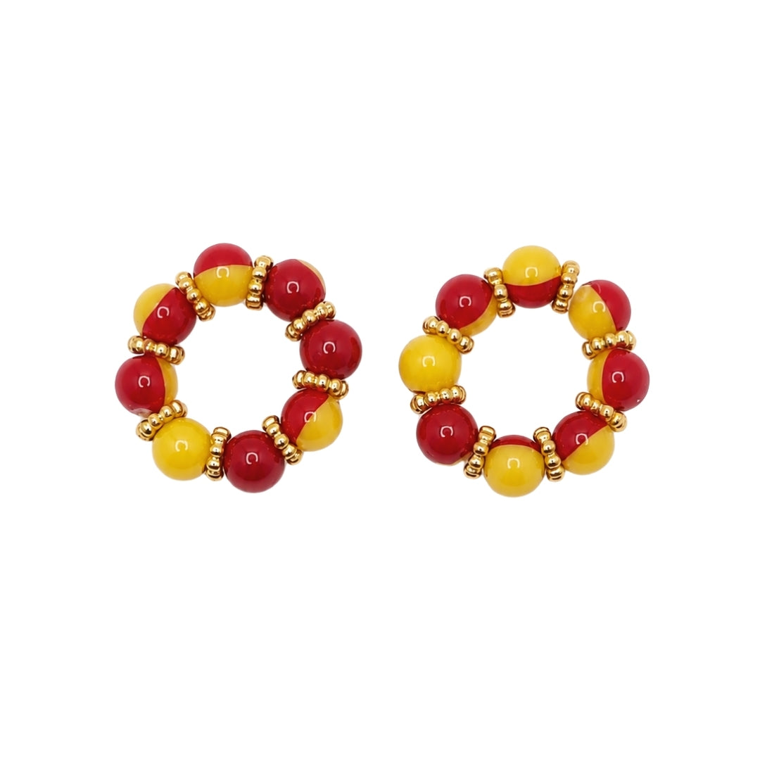 Exquisite Red & Yellow Pearl Kangan for Laddu Gopal (Sizes 0-5)