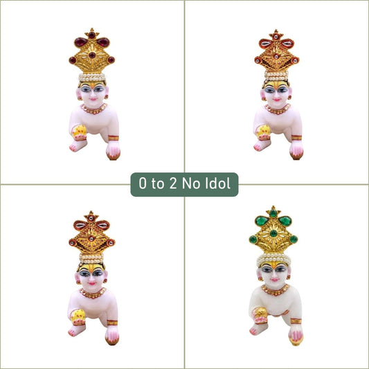 Laddu Gopal Adjustable Gold-Finish Mukut Combo (4-Piece Set)