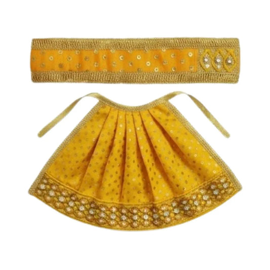 Handmade Maa Durga Yellow Lehenga with Patka