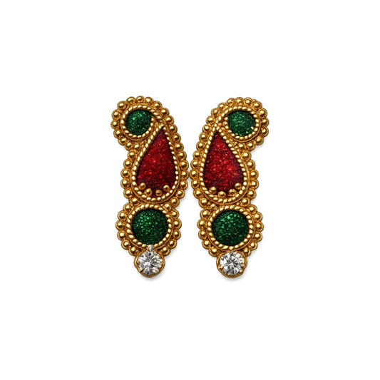 Decorative Green Red Jarkan Earrings for Laddu Gopal (Size 0-6)