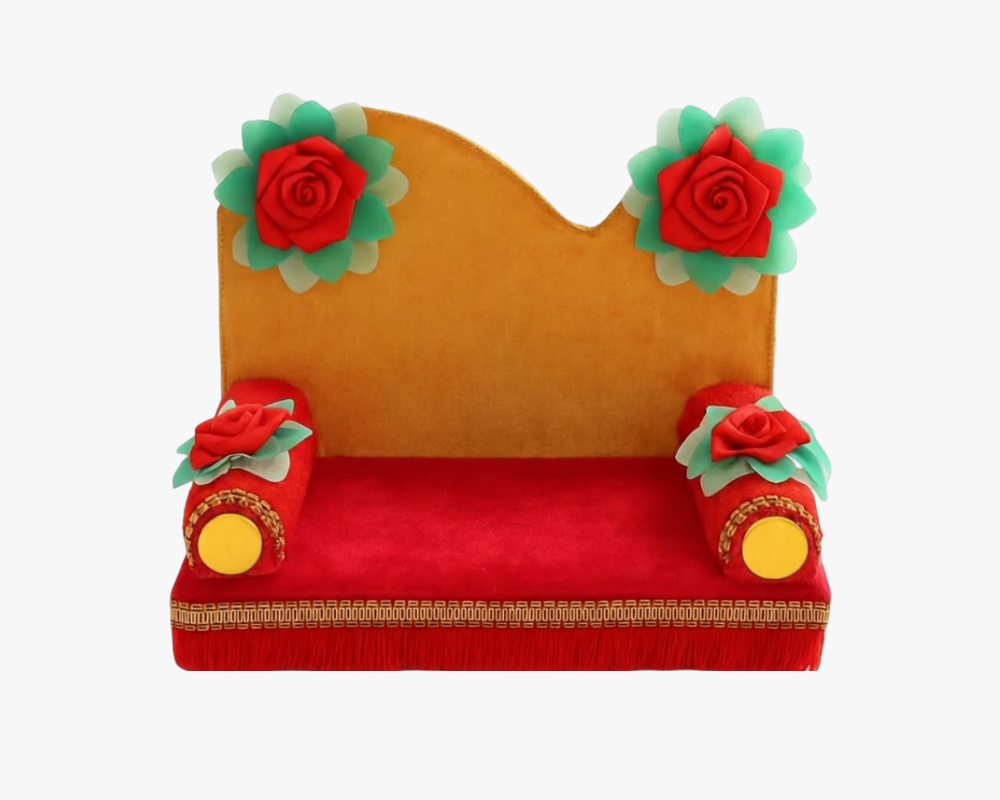 Decorative Wooden Yellow Singhasan for Laddu Gopal Lordkart