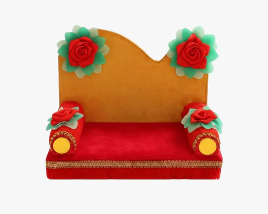 Decorative Wooden Yellow Singhasan for Laddu Gopal Lordkart