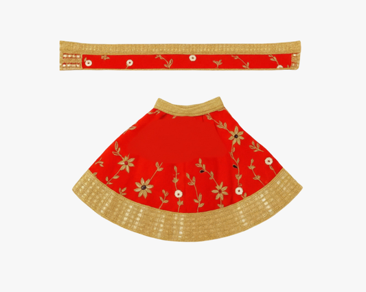 Maa Durga Orange Color Lehenga Chunri with Patka