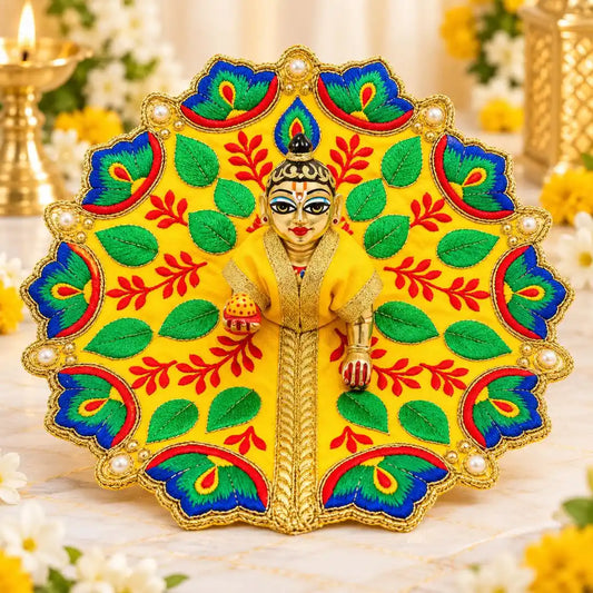 Peacock Embroidered Yellow Dress for Laddu Gopal
