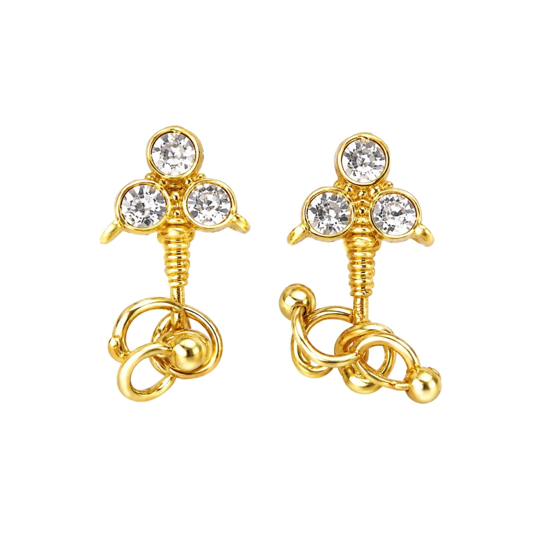 Designer Golden Jarkan Earrings for Laddu Gopal & Thakur Ji (Size 0-6)