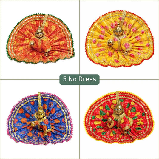 Multicolor Traditional Combo Poshak Size 5 for Laddu Gopal (Pack of 4)